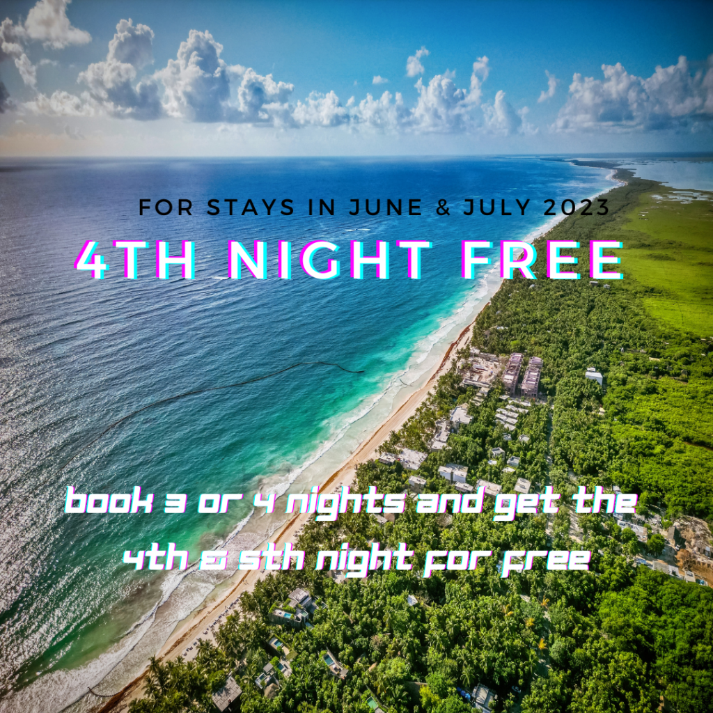 Just mention this promotion after you have confirmed a reservation of 3 nights or more to receive an additional night completely free. Solo menciona esta promoción después de confirmar tu reserva de 3 o más noches, para tener una noche extra completamente gratis